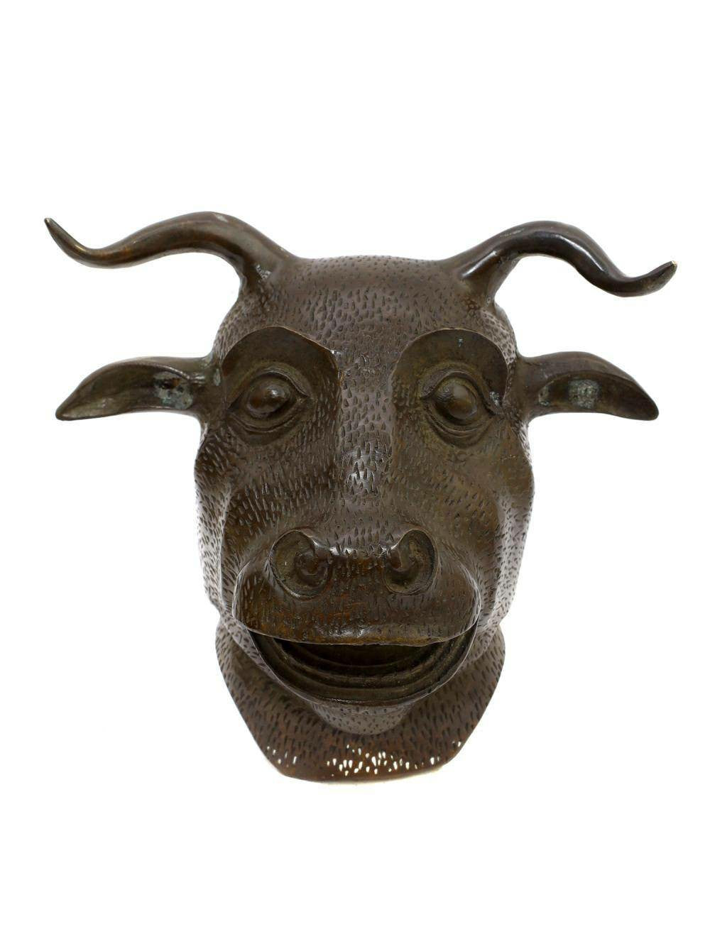 Vintage Chinese Bronze Ox Head Zodiac Statue