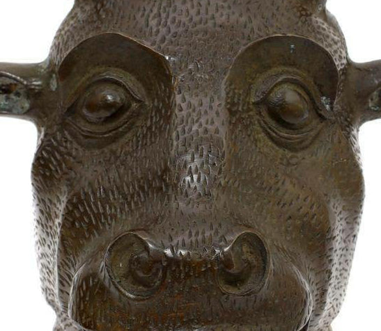 Vintage Chinese Bronze Ox Head Zodiac Statue