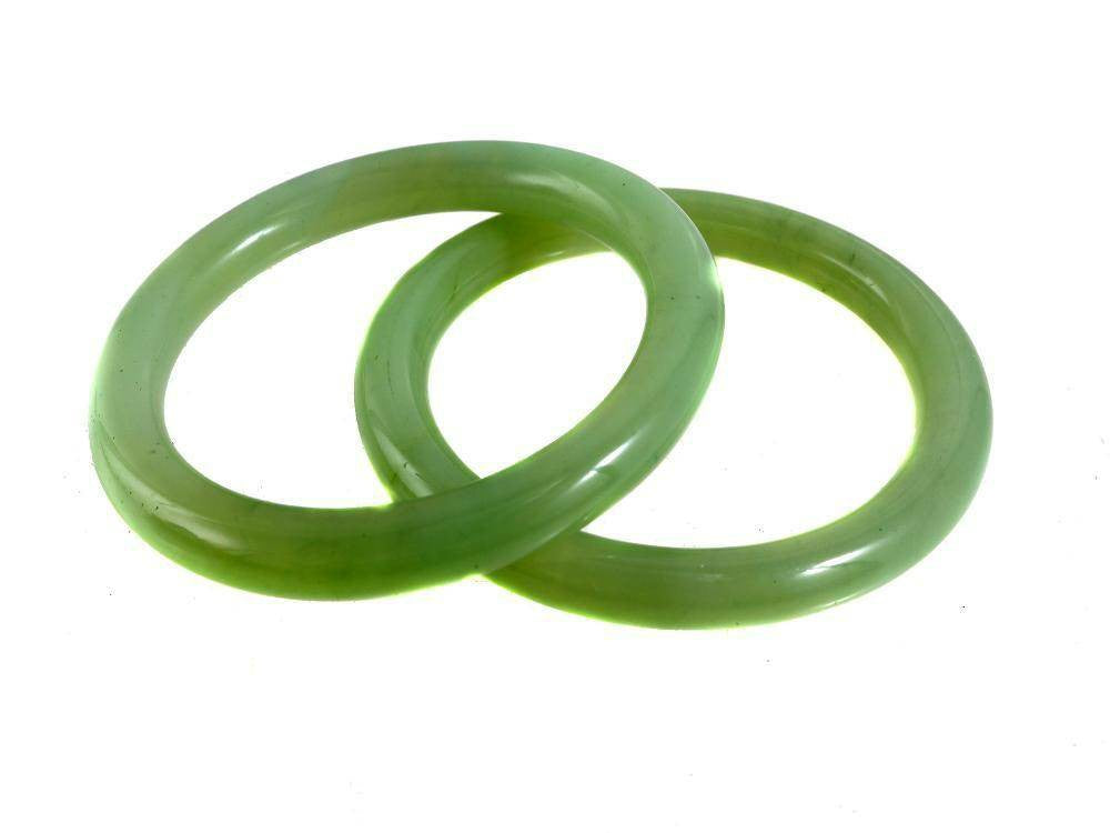 Pair of Chinese Green Jade Bracelets