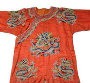 Red Ground Silk Embroidered "Dragon" Robe