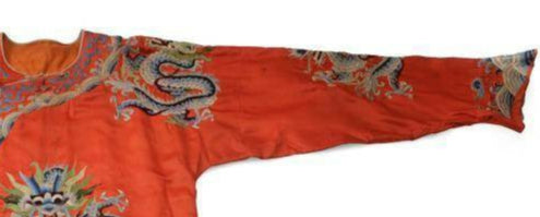 Red Ground Silk Embroidered "Dragon" Robe