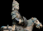 Ming Dynasty Moulded Terracotta Figure of a Male Rider on Horseback