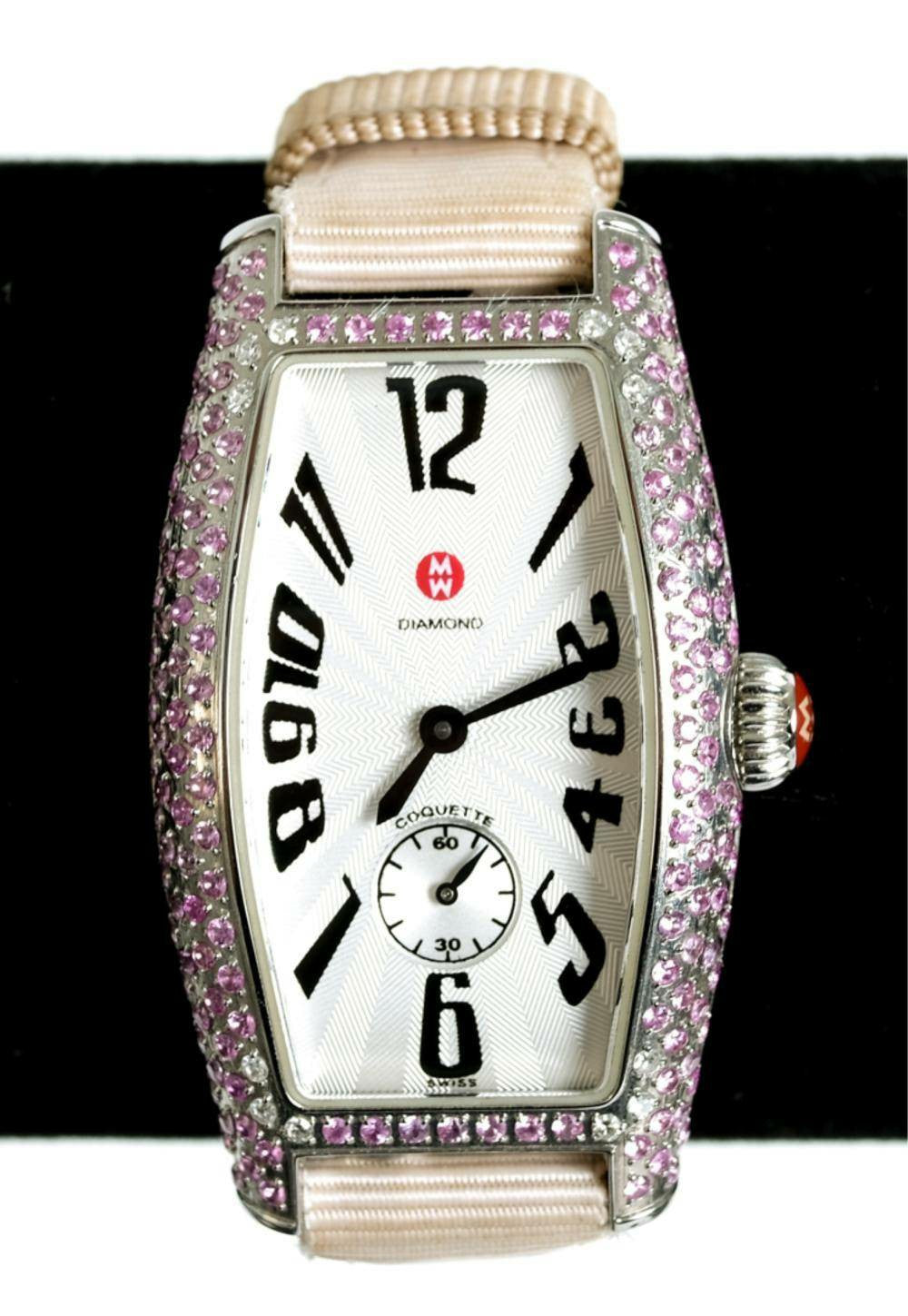 Michele Coquette Pink Diamond Bezel Quartz Watch