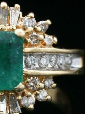 14K Yellow Gold Emerald & Diamond Ring