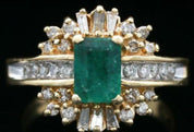 14K Yellow Gold Emerald & Diamond Ring