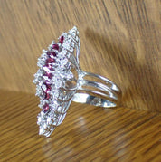 Diamond, Ruby, and 18K White Gold Ring