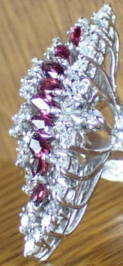 Diamond, Ruby, and 18K White Gold Ring