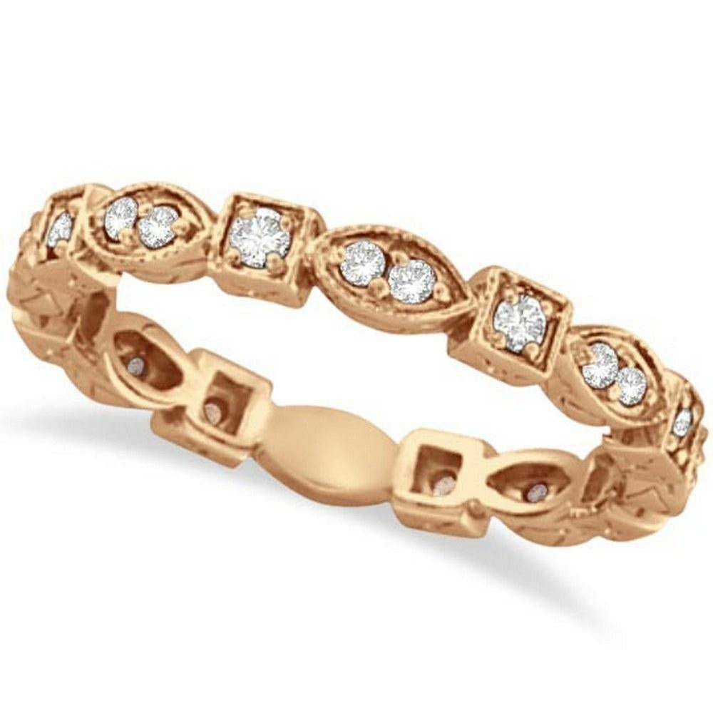 Antique Style Diamond Eternity Ring Band in 14K Rose Gold 0.36ctw