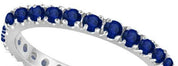 Blue Sapphire Eternity Band Wedding Ring in 14K White Gold 1.00 ctw