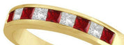 Princess-Cut Channel-Set Diamond and Ruby Ring Band in 14K Yellow Gold