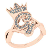 Certified 0.32 Ctw I2/I3 Diamond Alphabet Ring in 14K Rose Gold