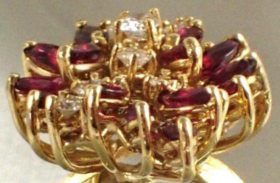 Diamond, Ruby, and 18-Karat Gold Ring