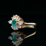 14K Yellow Gold Emerald &amp; Diamond Ring