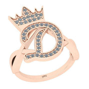 Certified 0.34 Ctw Diamond 14K Rose Gold Alphabet Ring