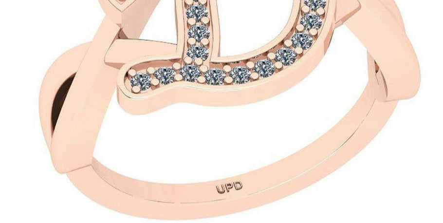 Certified 0.34 Ctw Diamond 14K Rose Gold Alphabet Ring