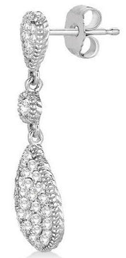 Milgrain Tear Drop Dangling Diamond Earrings