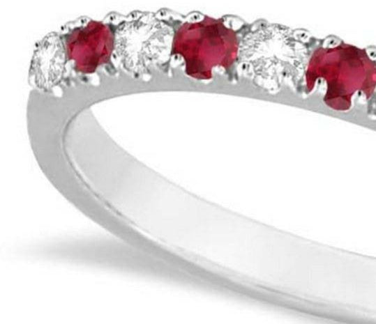 Diamond and Ruby Ring Guard Anniversary Band