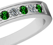 Certified 0.25 Ctw VS/SI1 Tsavorite and Diamond Band Ring