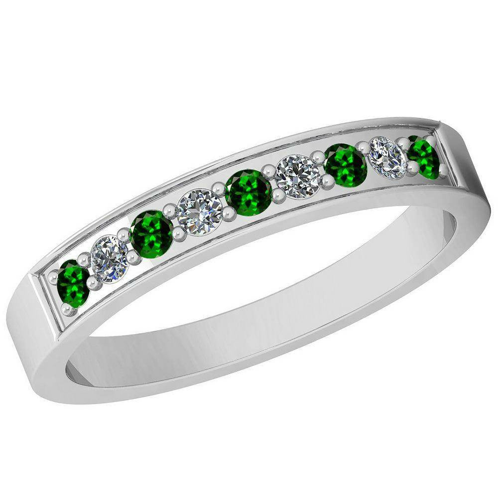 Certified 0.25 Ctw VS/SI1 Tsavorite and Diamond Band Ring