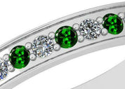 Certified 0.25 Ctw VS/SI1 Tsavorite and Diamond Band Ring