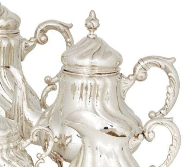 German Silver Four-Piece Tea Service by Emil Hermann