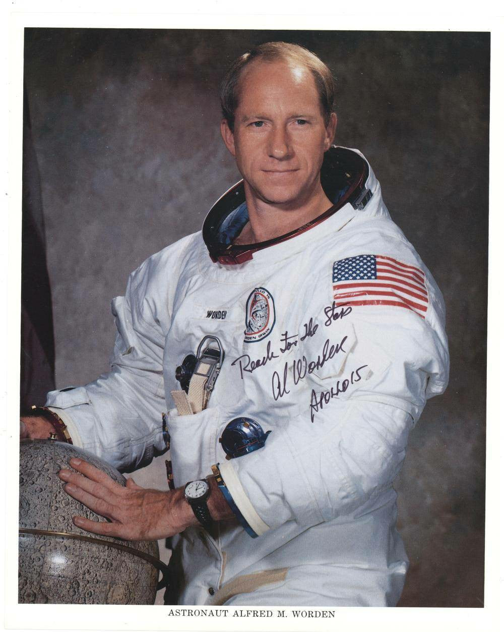 Apollo 15 Al Worden Signed Spacesuit Photo