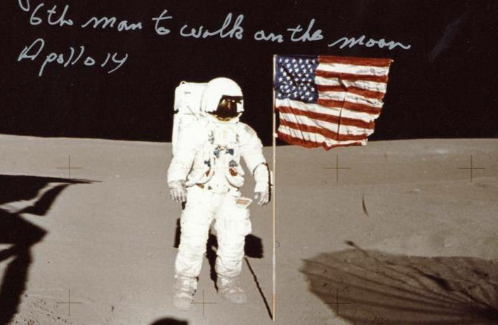 Apollo 14 Edgar Mitchell Signed Moonwalk Photo