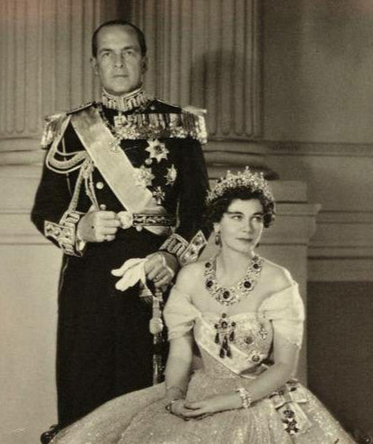 Official Portrait Signed by Paul I, King of Greece, and Queen Frederica of Hanover