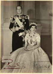 Official Portrait Signed by Paul I, King of Greece, and Queen Frederica of Hanover