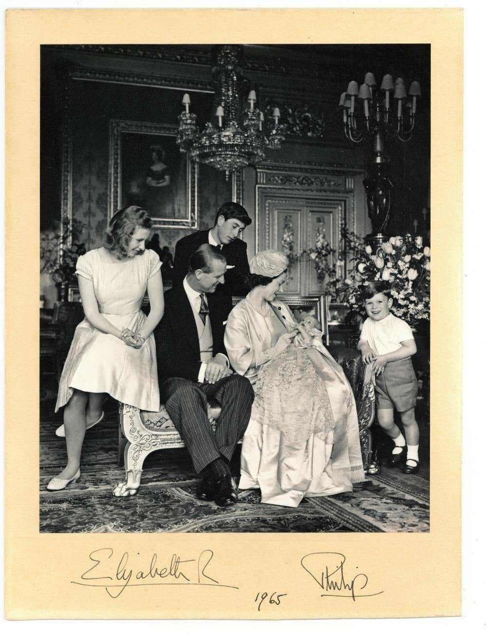 Royal Presentation Photograph of Queen Elizabeth II, Prince Philip, and Prince Edward