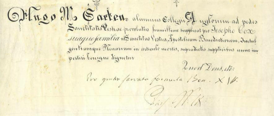 Signed Document by Pope Pius IX