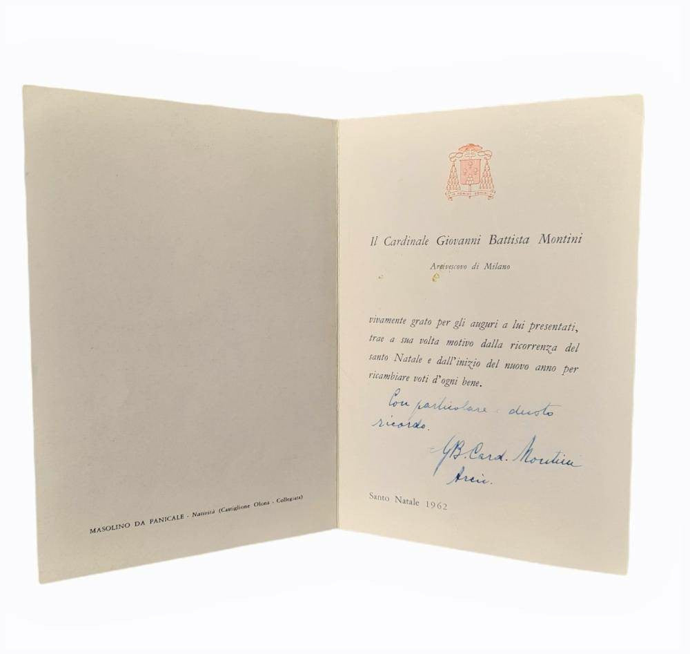 Signed Christmas Card by Cardinal Giovanni Battista Montini (Future Pope Paul VI)