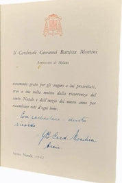 Signed Christmas Card by Cardinal Giovanni Battista Montini (Future Pope Paul VI)