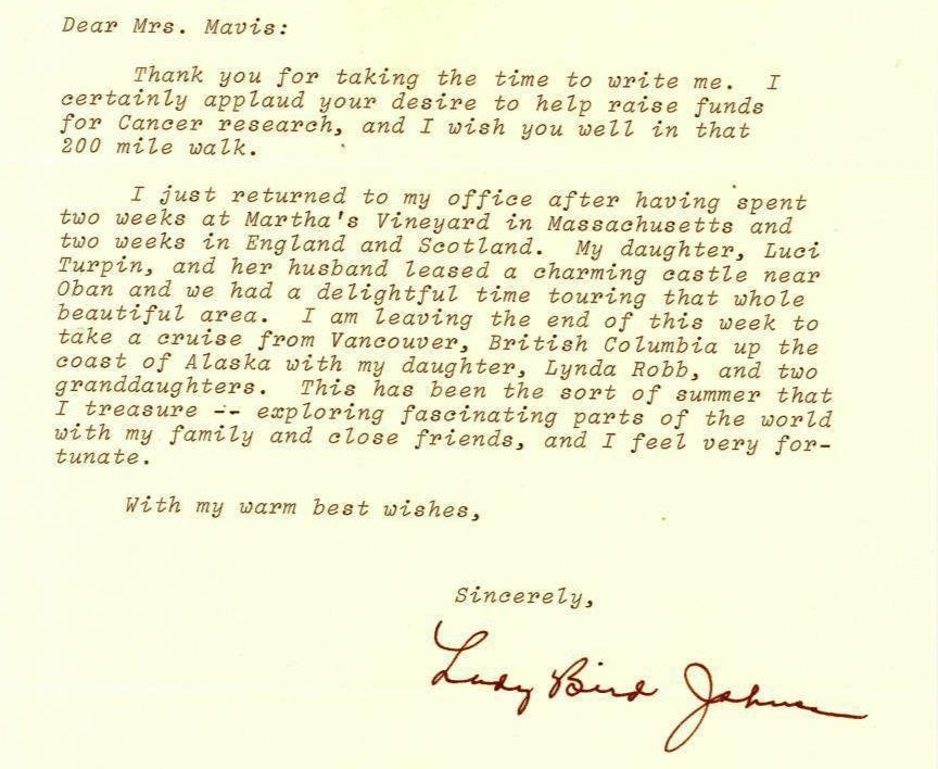 Typed Letter from Lady Bird Johnson