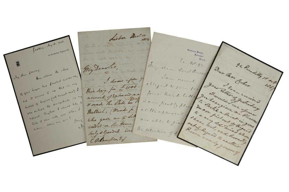 Collection of Handwritten Letters from 19th-Century British Prime Ministers