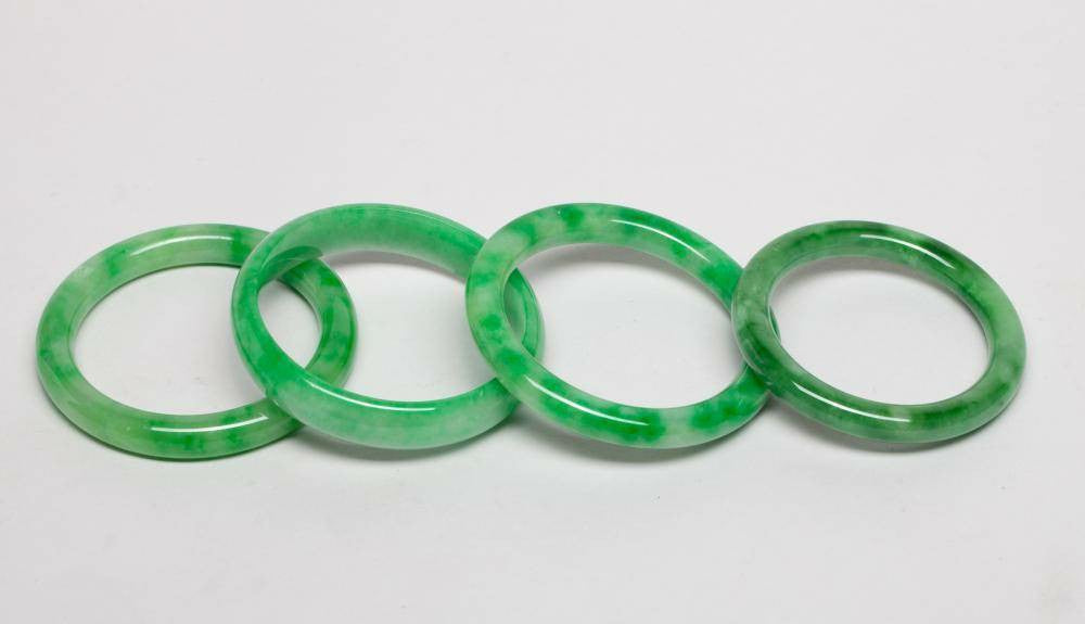 Set of Four Celadon Green Circular Bracelets