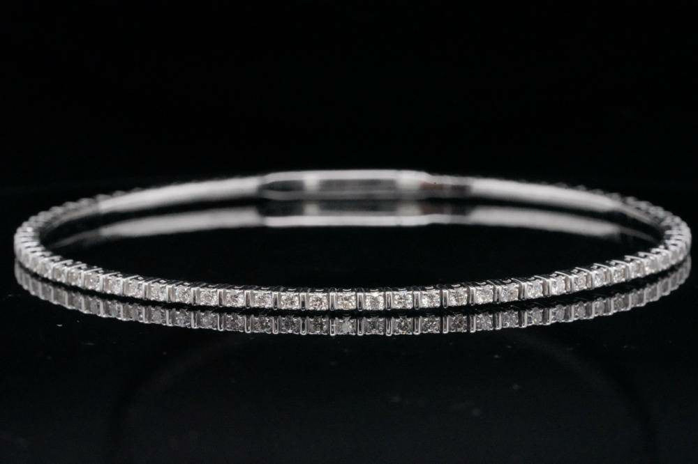 1.00ctw SI1-SI2/G-H Diamond and Solid 14K White Gold 2mm Wide Bracelet