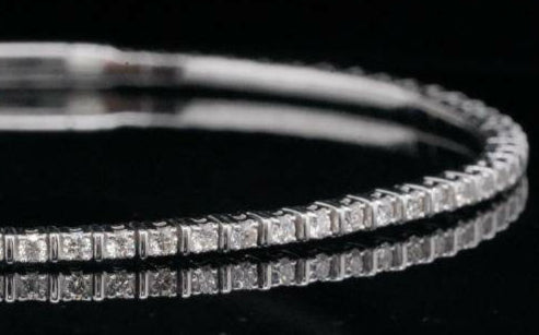 1.00ctw SI1-SI2/G-H Diamond and Solid 14K White Gold 2mm Wide Bracelet