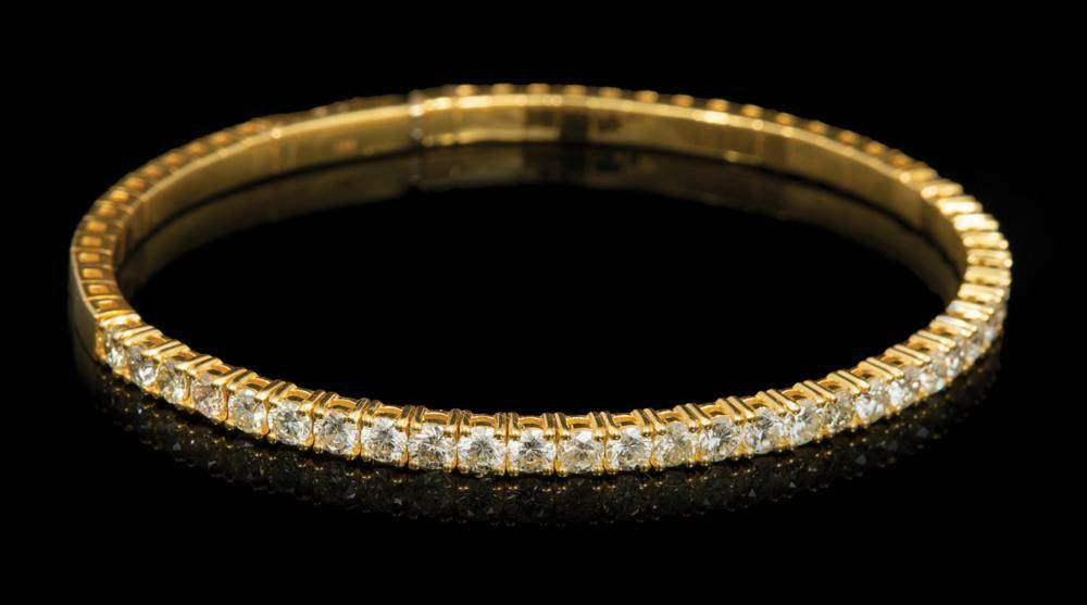 14K Yellow Gold and Diamond Bangle Bracelet