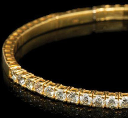 14K Yellow Gold and Diamond Bangle Bracelet