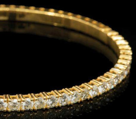 14K Yellow Gold and Diamond Bangle Bracelet