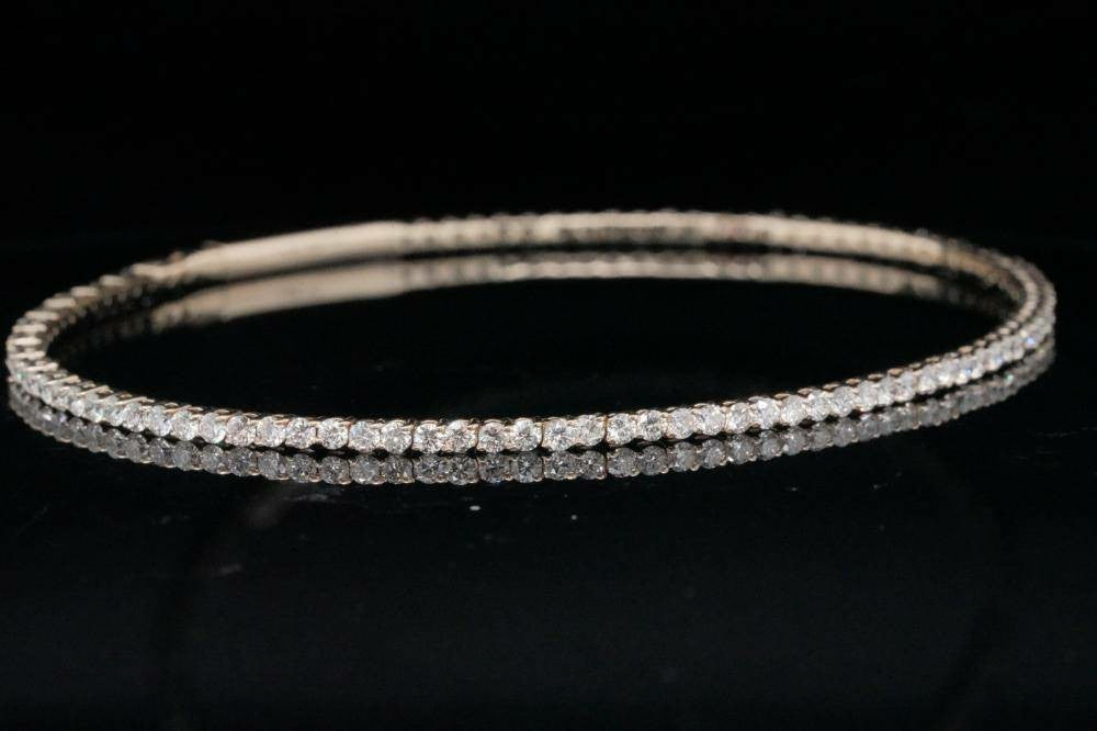 14K Yellow Gold and Diamond Bangle Bracelet