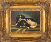 Early 20th century, Two resting King Charles Spaniel dogs