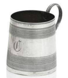 A Pair of George III Silver Milk Jugs and a Silver Christening Cup