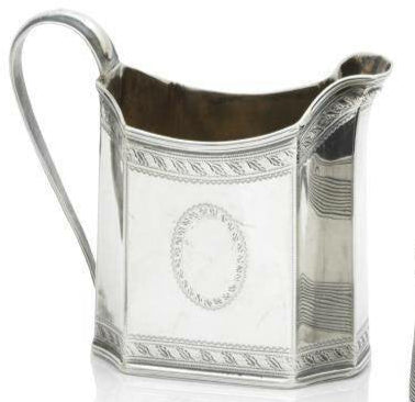 A Pair of George III Silver Milk Jugs and a Silver Christening Cup
