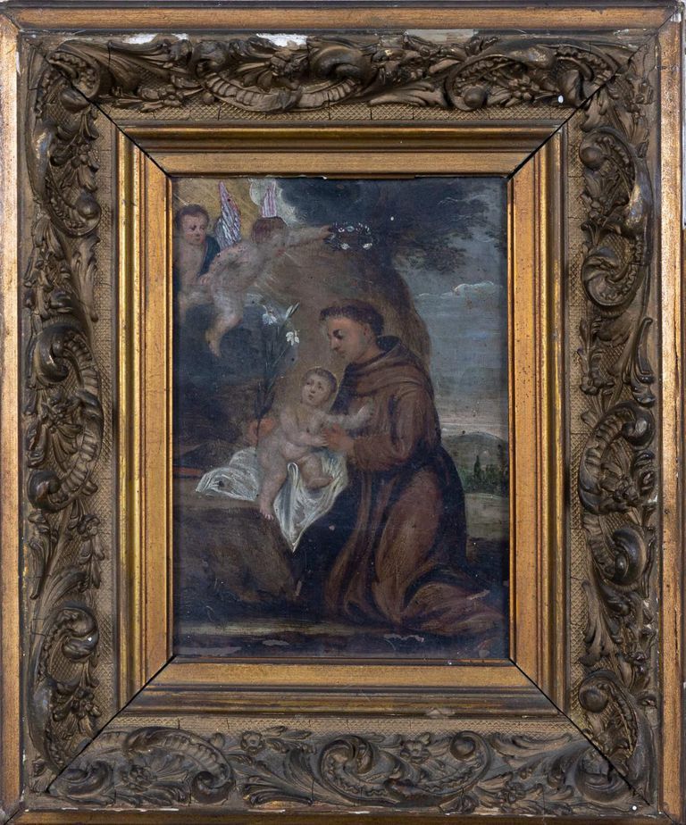 18th Century Oil Painting  Saint Anthony of Pauda with the Child