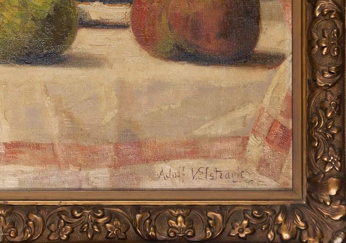 Adolf Van Elstraete "Still life with apples and pears"