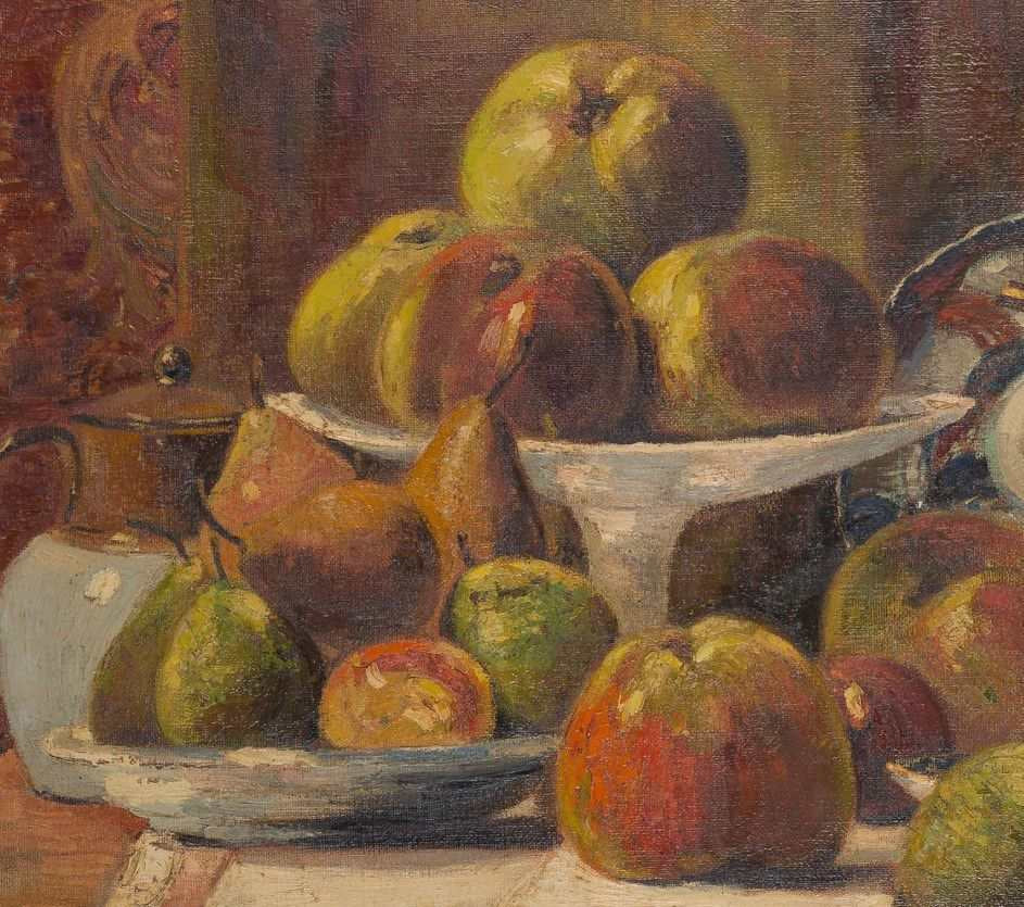 Adolf Van Elstraete "Still life with apples and pears"