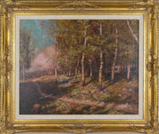 Signed C. Larsson Painting "Landscape of Pathway in a Forest" Framed