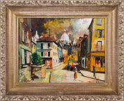 Andre Masset, 'French street scene' - Oil On Canvas Cityscape Painting